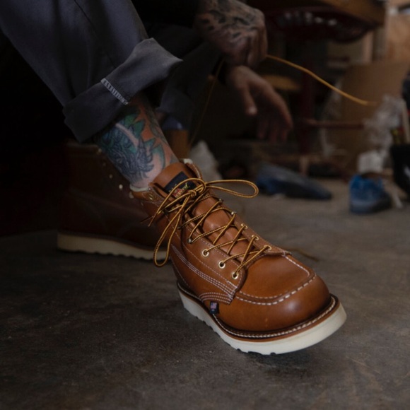 Thorogood American heritage 6" tobacco moc toe Tan work boots for men size 7.5D - Picture 2 of 16
